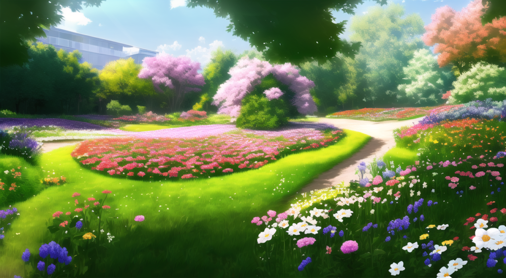 花畑の背景イラスト12,Background Illustration of Flower garden12,庭园的背景图12,꽃밭 배경 그림12