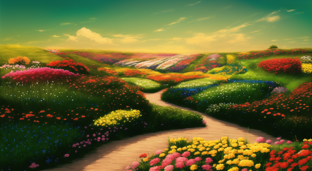 花畑の背景イラスト13,Background Illustration of Flower garden13,庭园的背景图13,꽃밭 배경 그림13