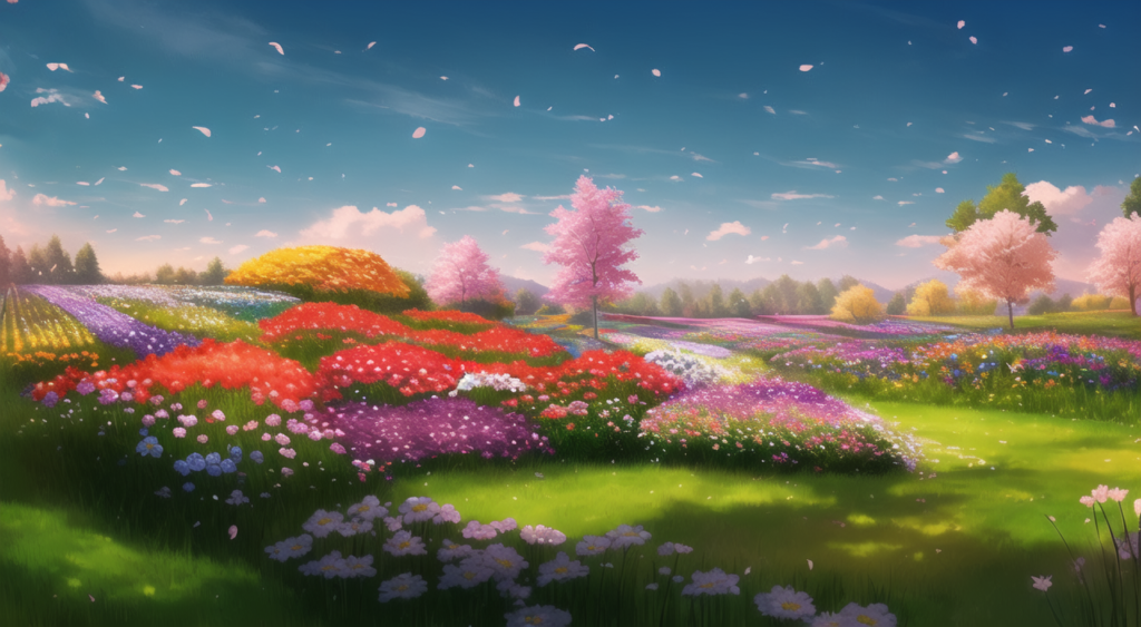 花畑の背景イラスト16,Background Illustration of Flower garden16,庭园的背景图16,꽃밭 배경 그림16