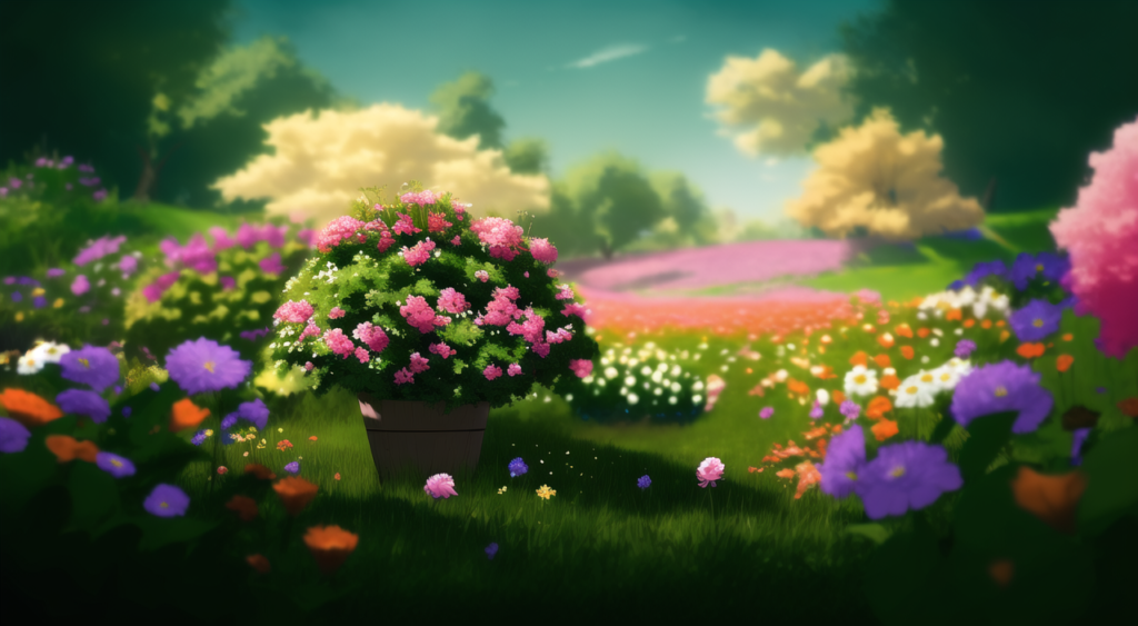 花畑（その他）の背景イラスト01,Background Illustration of Flower field (other)01,花田（其他）的背景图01,꽃밭 (기타) 배경 그림01