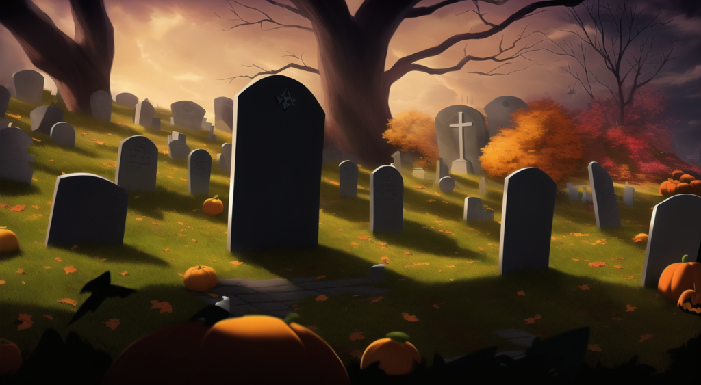 ハロウィン（墓場）の背景イラスト04,Background Illustration of Halloween (graveyard)04,万圣节（墓地）的背景图04,할로윈 (묘지) 배경 그림04