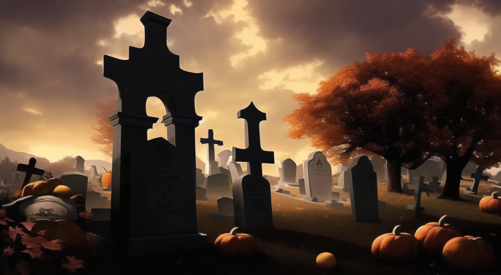 ハロウィン（墓場）の背景イラスト05,Background Illustration of Halloween (graveyard)05,万圣节（墓地）的背景图05,할로윈 (묘지) 배경 그림05