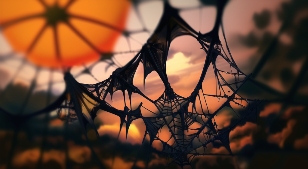 ハロウィン（蜘蛛の巣）の背景イラスト02,Background Illustration of Halloween (spider web)02,万圣节（蜘蛛网）的背景图02,할로윈 (스파이더 웹) 배경 그림02