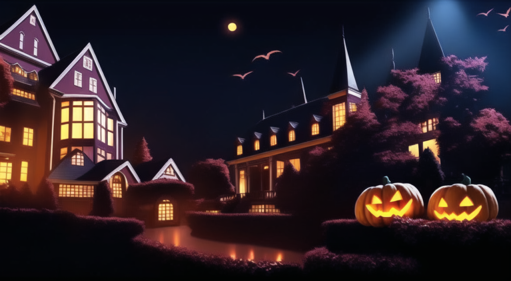 ハロウィン（館・城）の背景イラスト06,Background Illustration of Halloween (Hall / Castle)06,万圣节（大厅 /城堡）的背景图06,할로윈 (홀 / 성) 배경 그림06