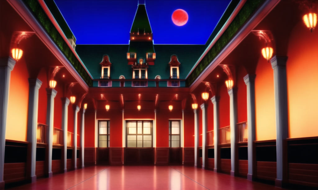 赤い月の世界-館の内装の背景イラスト08,Background Illustration of Red Moon World Interior of Mansion08,"红月亮世界展馆内部"的背景说明08
