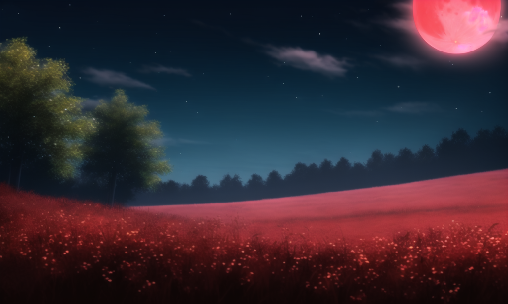 赤い月の世界-風景の背景イラスト10,Background Illustration of Red Moon World Scenery10,"红月亮世界风景"的背景说明10,空,Sky,天空,夜空,night sky,夜空,草原,Grassland,草原
