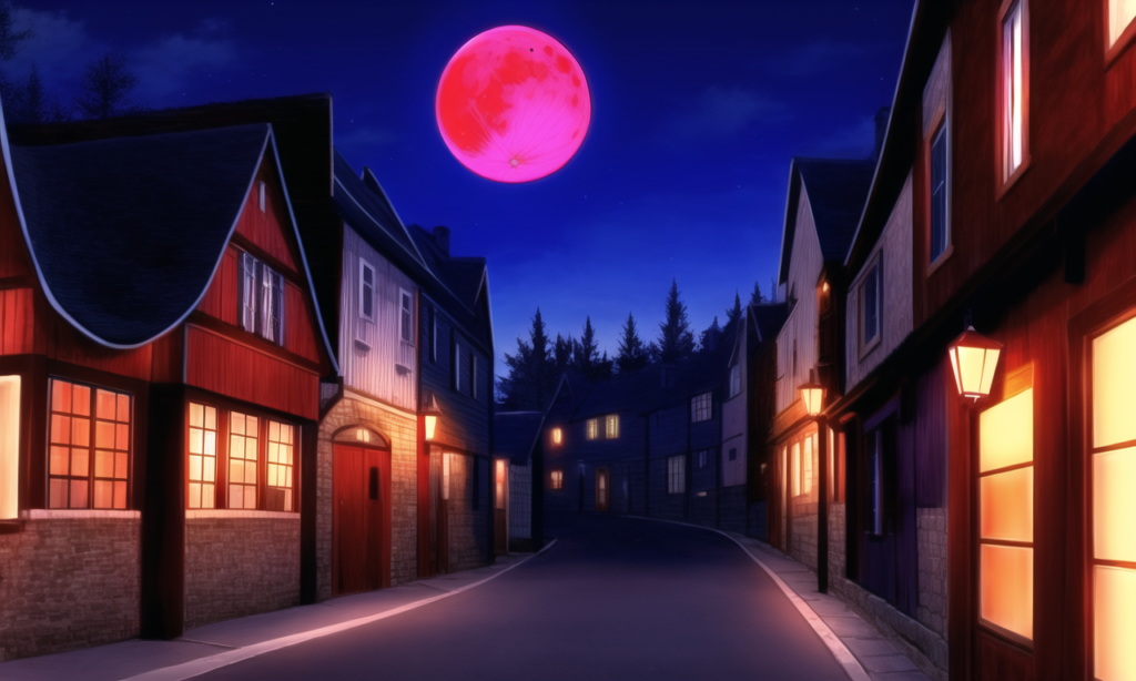 赤い月の世界-館の内装の背景イラスト01,Background Illustration of Red Moon World Interior of Mansion01,"红月亮世界城镇"的背景说明01
