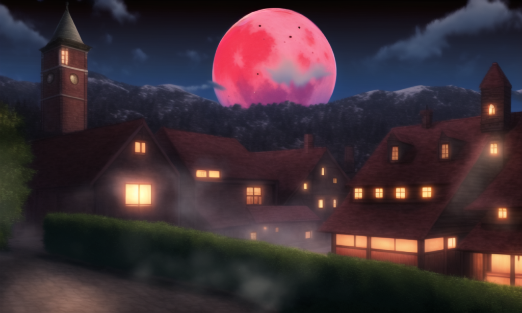 赤い月の世界-館の内装の背景イラスト02,Background Illustration of Red Moon World Interior of Mansion02,"红月亮世界城镇"的背景说明02