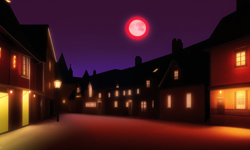 赤い月の世界-館の内装の背景イラスト04,Background Illustration of Red Moon World Interior of Mansion04,"红月亮世界城镇"的背景说明04