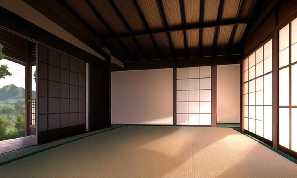 武家屋敷の内装の背景イラスト01,Background Illustration of interior of Samurai Residence01,"武士住宅的内饰"的背景图01,무가 저택의 인테리어 배경 그림01