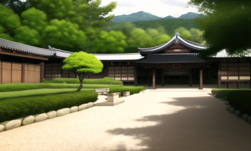 武家屋敷の外観イラスト01,Background Illustration of Exterior of Samurai Residence01,"武士住宅的外景"的背景图01,무가 저택의 외관 배경 그림01