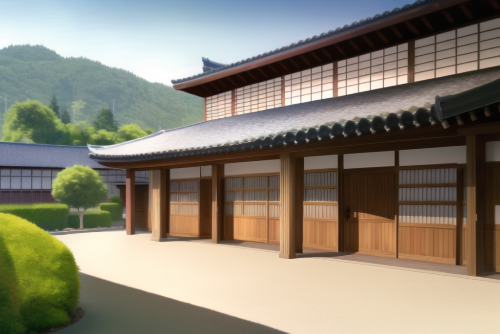 武家屋敷の外観イラスト05,Background Illustration of Exterior of Samurai Residence05,"武士住宅的外景"的背景图05,무가 저택의 외관 배경 그림05