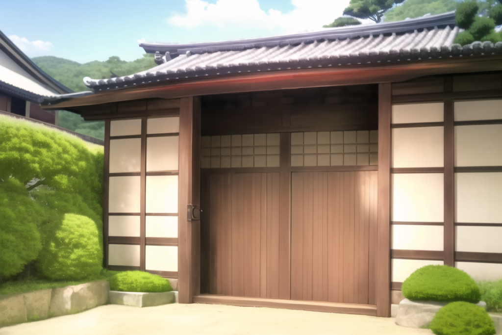 武家屋敷の外観イラスト06,Background Illustration of Exterior of Samurai Residence06,"武士住宅的外景"的背景图06,무가 저택의 외관 배경 그림06