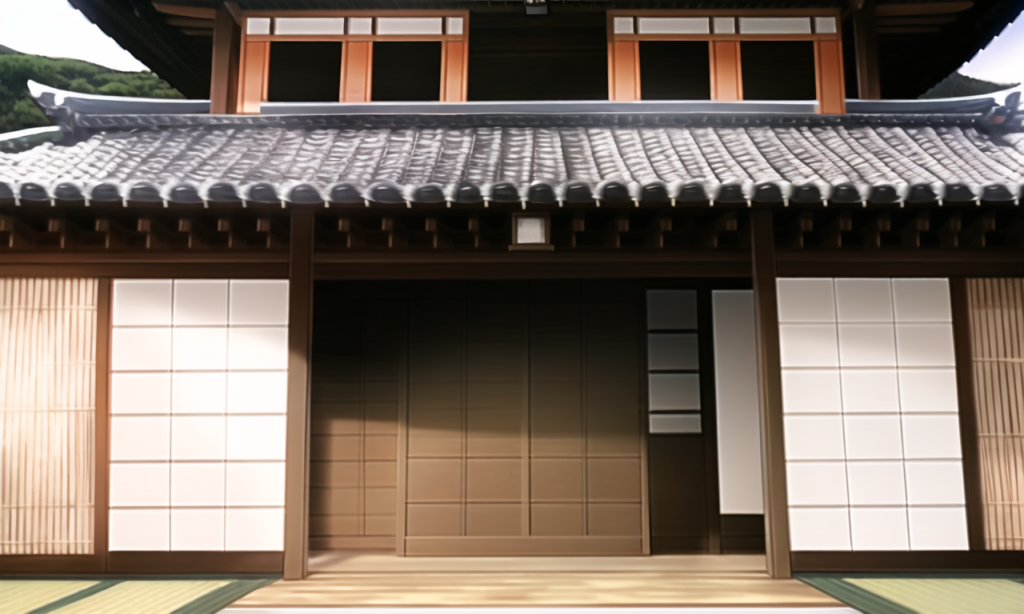 武家屋敷の外観イラスト09,Background Illustration of Exterior of Samurai Residence09,"武士住宅的外景"的背景图09,무가 저택의 외관 배경 그림09