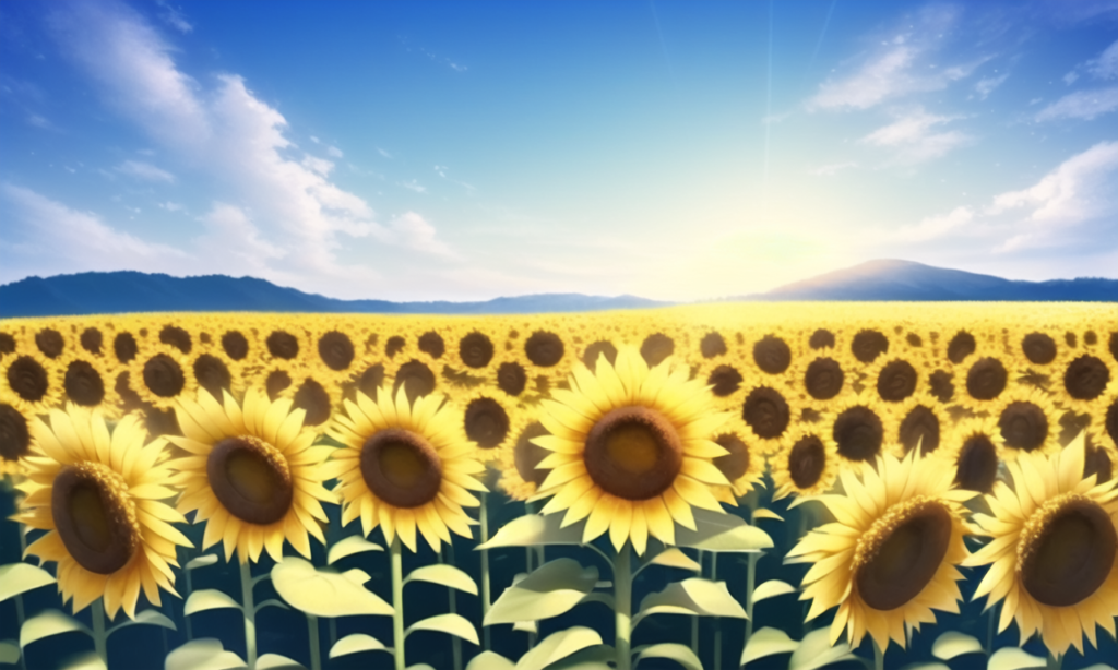 ひまわり畑の背景イラスト03,Background Illustration of Sunflours field03,"向日葵花田"的背景图03,해바라기 필드 배경 그림03