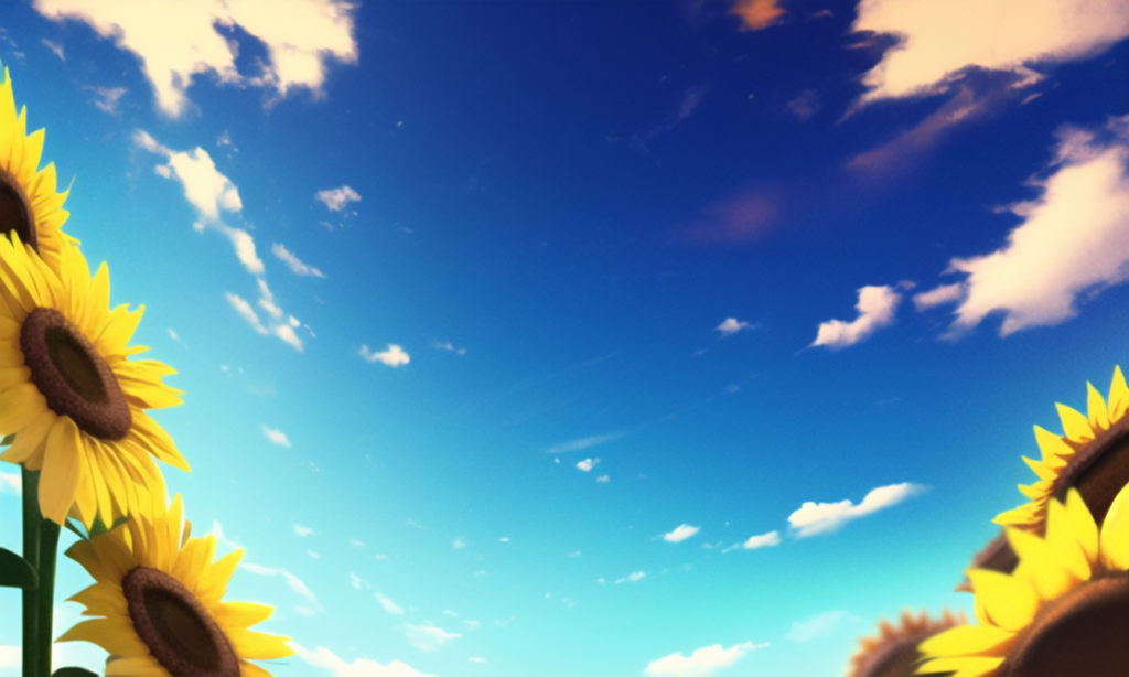 ひまわり畑の背景イラスト05,Background Illustration of Sunflours field05,"向日葵花田"的背景图05,해바라기 필드 배경 그림05