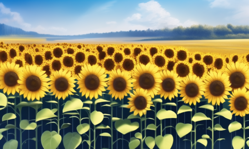 ひまわり畑の背景イラスト10,Background Illustration of Sunflours field10,"向日葵花田"的背景图10,해바라기 필드 배경 그림10