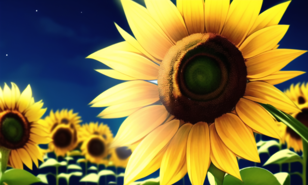 夜のひまわり畑の背景イラスト01,Background Illustration of Sunflours field in the night01,"夜晚的向日葵花田"的背景图01,야간 해바라기 필드 배경 그림01