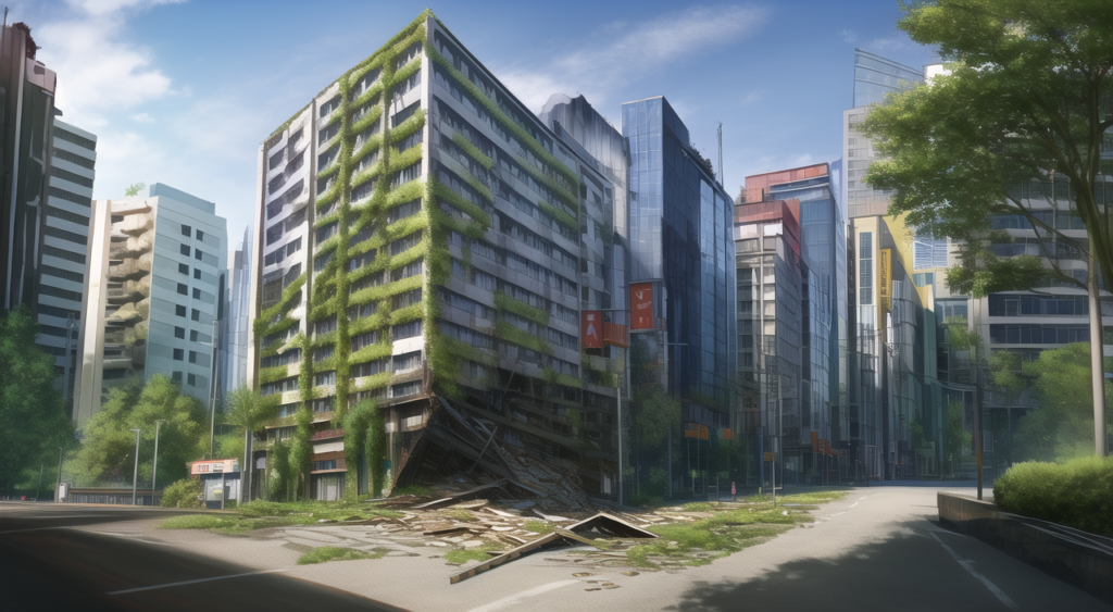崩壊都市の背景イラスト01,Background Illustration of Collapse city01,崩溃城市的背景图01,붕괴 도시 배경 그림01
