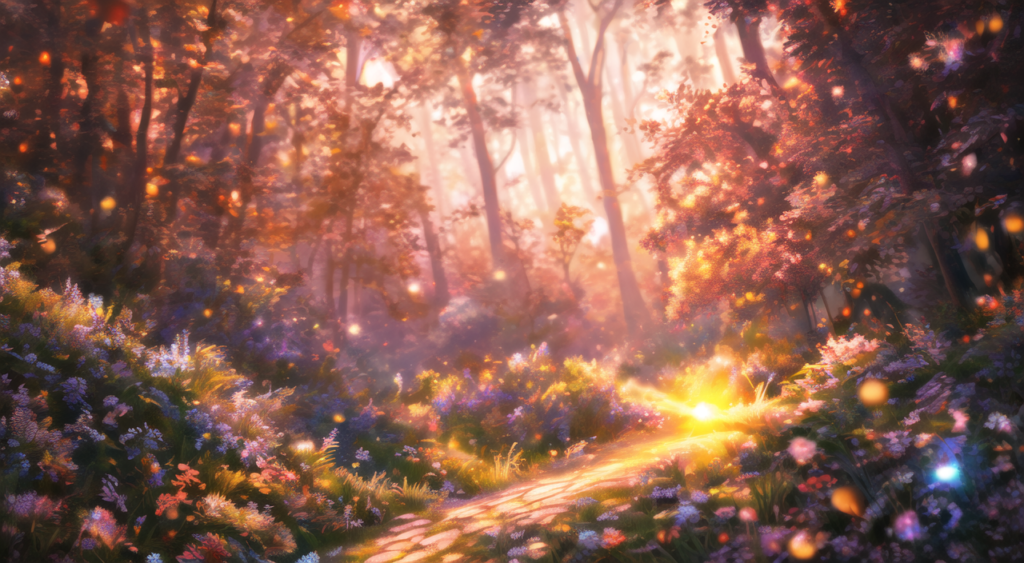 魔法の森の背景イラスト01,Background Illustration of Magical forest01,魔法森林的背景图01,마법의 숲 배경 그림01
