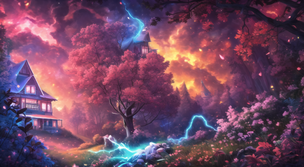 魔法の森の家の背景イラスト02,Background Illustration of Magical Forest House02,神奇的森林房屋的背景图02,마법의 산림 집 배경 그림02