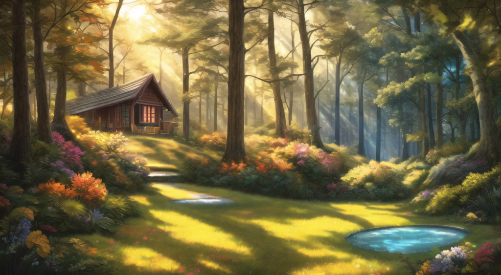 魔法の森の家の背景イラスト05,Background Illustration of Magical Forest House05,神奇的森林房屋的背景图05,마법의 산림 집 배경 그림05