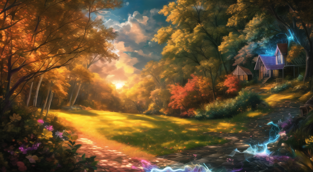 魔法の森の家の背景イラスト07,Background Illustration of Magical Forest House07,神奇的森林房屋的背景图07,마법의 산림 집 배경 그림07
