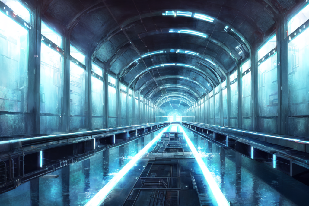 地下水路（サイバーパンク）の背景イラスト11