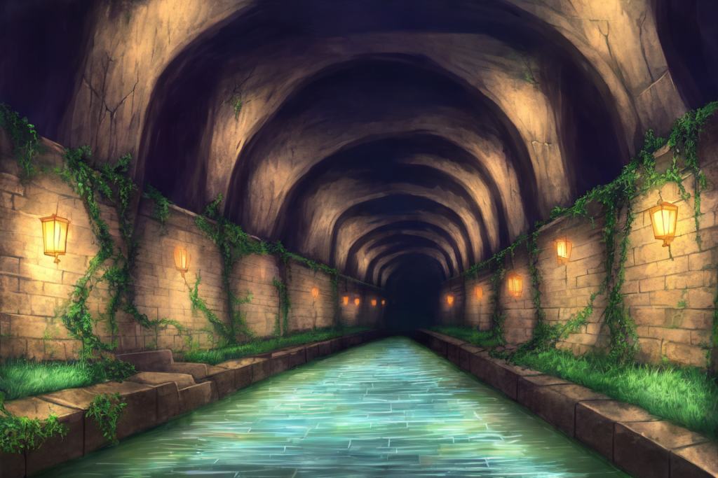 地下水路（ファンタジー風）の背景イラスト02