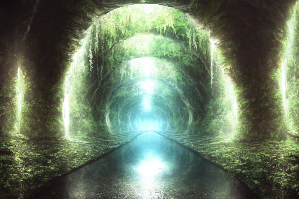 地下水路（自然、森の中）の背景イラスト04