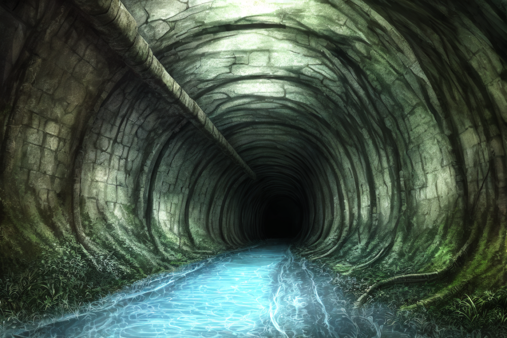 地下水路（自然、森の中）の背景イラスト06