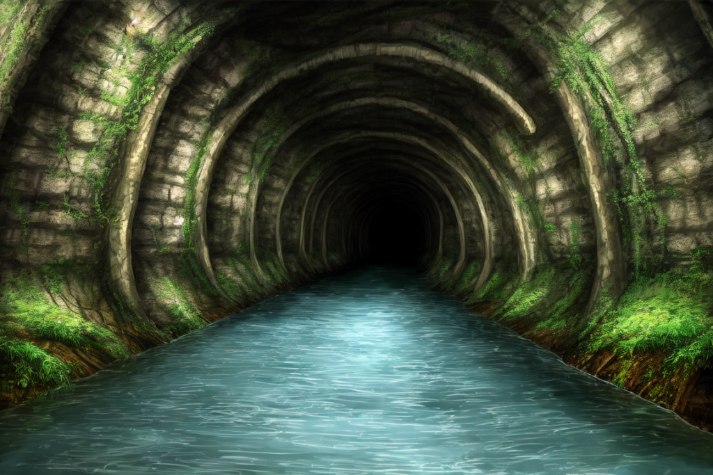 地下水路（自然、森の中）の背景イラスト08