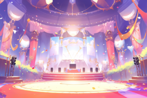 【フリー素材】ライブステージ・コンサートステージの背景イラスト Illustration 