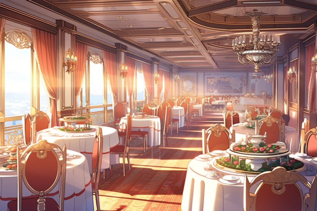 豪華客船の食堂のイラスト