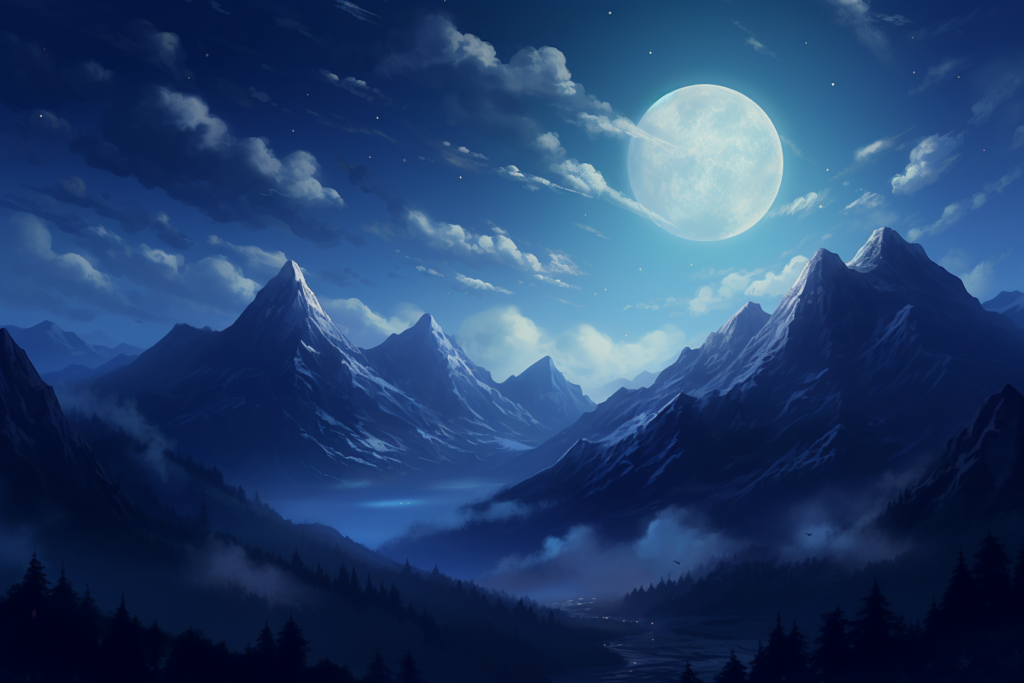 夜の山のイラスト