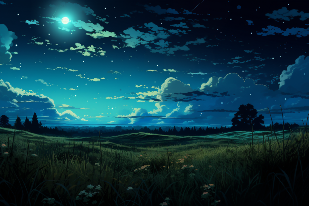 夜の平原のイラスト