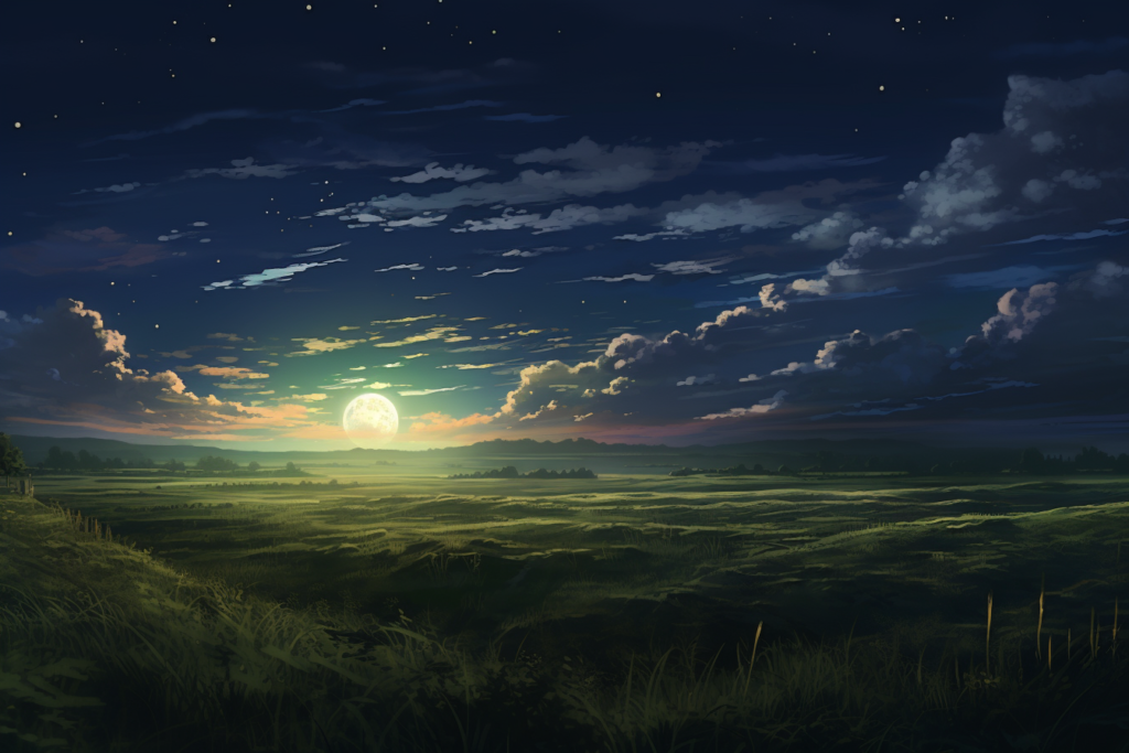 夜の平原のイラスト