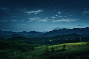 リアル風の夜の丘のイラスト