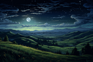 夜の丘のイラスト