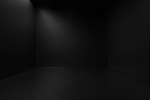 ダークな雰囲気の黒い部屋、壁と床が光を反射しているイラスト