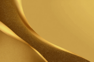 滑らかな金色の曲線と細かいドットが組み合わさった、エレガントでモダンな抽象背景。
