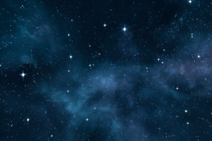 無数の星が輝く深い宇宙空間の背景イラスト。青みがかった星雲と広がる星々が、静寂な宇宙の広がりを表現している。